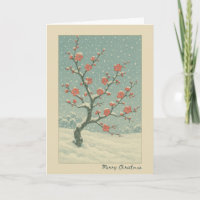 Flor de ciruela japonesa - Tarjeta de Navidades