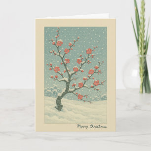 Flor de ciruela japonesa - Tarjeta de Navidades