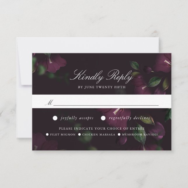 Flor de ciruela oscura | Tarjeta de RSVP con elecc (Anverso)