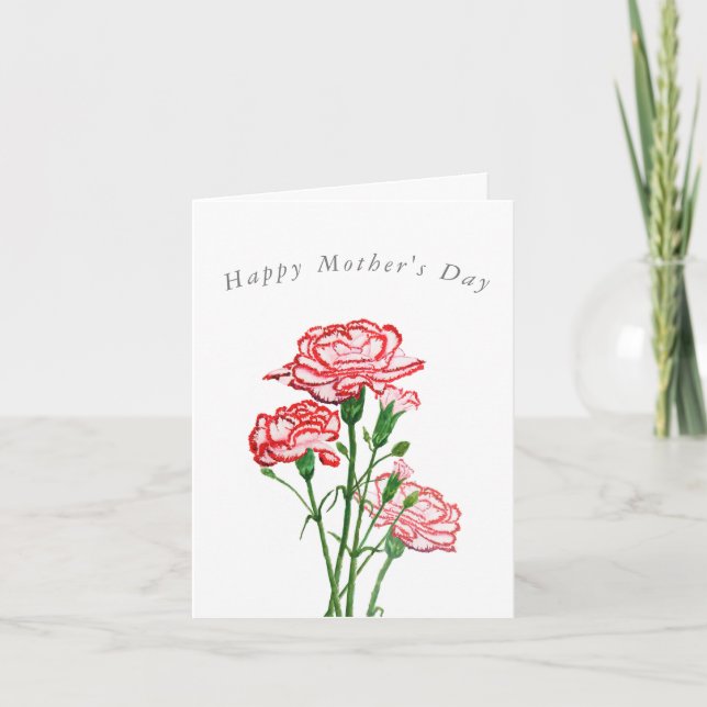 flor de clavel rojo, tarjeta del día de la madre (Anverso)