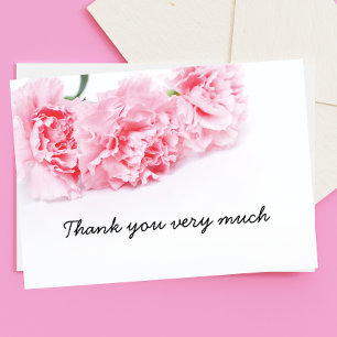 Flor de clavel rosa Gracias tarjeta