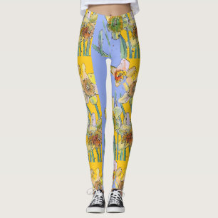 Flor de color de agua Daffodil Lilac Floral Leggin