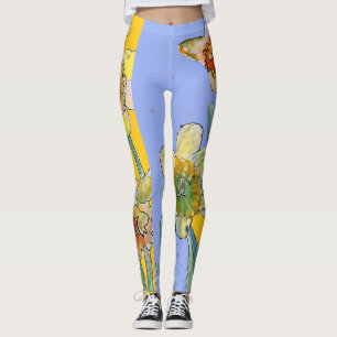 Flor de color de agua Daffodil Lilac Floral Leggin