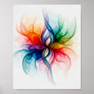 Flor de color de agua vibrante - Arte abstracto fl