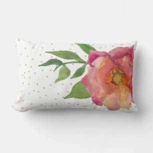 Flor de color de agua y almohada de acento de punt