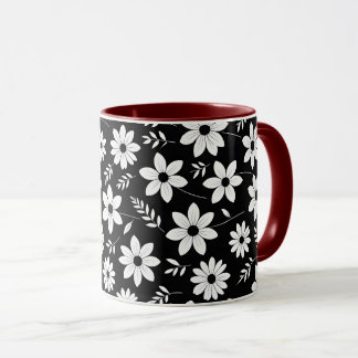 Flor de color negro y blanco en forma de taza de m