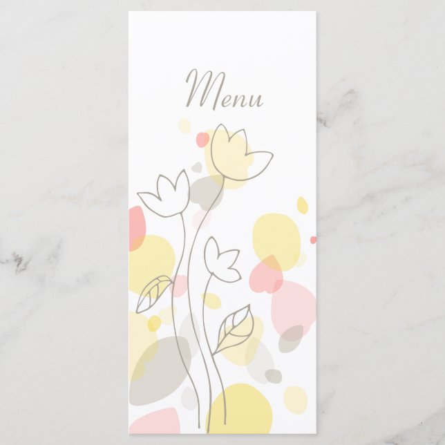Flor de confeti moderna pétalos amarillo menú de 4 (Anverso)
