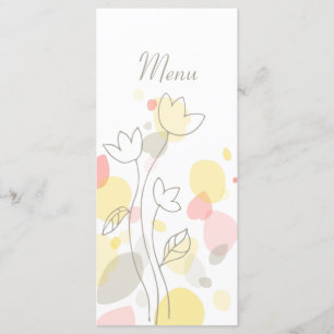 Flor de confeti moderna pétalos amarillo menú de 4