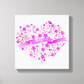 Flor de corazón rosa púrpura nombre acuarela arte