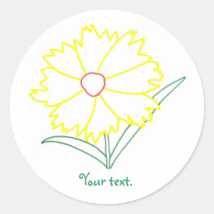 Flor de coreopsis amarilla, pegatinas con tu texto