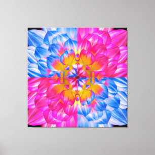 Flor de Dalia en cuadrícula de arte pop - Rosa y a