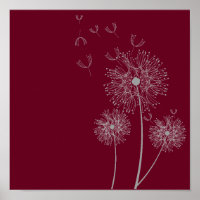 Flor de Dandelion sobre arte burdeos
