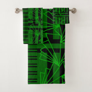 Flor de doodle verde del Mar de Aqua oscuro a raya