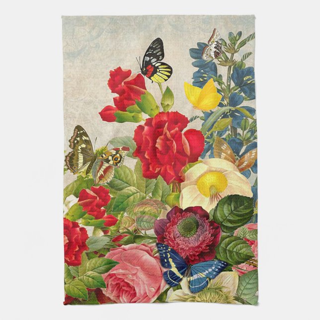 Flor de época Bouquet con toalla de mano de maripo (Vertical)