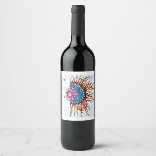 Flor de etiqueta de vino, sol