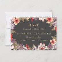 Flor de fantasía - Tarjeta RSVP de boda