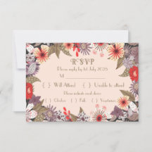 Flor de fantasía - Tarjeta RSVP de boda