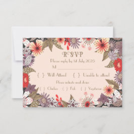 Flor de fantasía - Tarjeta RSVP de boda