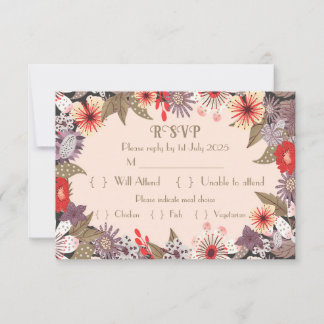 Flor de fantasía - Tarjeta RSVP de boda
