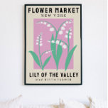 Flor de flores personalizadas mercado arte de flor<br><div class="desc">Esta impresión artística está en el estilo de un poster del mercado de flores. Las flores son Lily del Valle, que es la flor de nacimiento de mayo. Hay espacio para personalizar el texto para cambiar la ubicación a un lugar especial para usted y el subtítulo al nombre o fecha...</div>