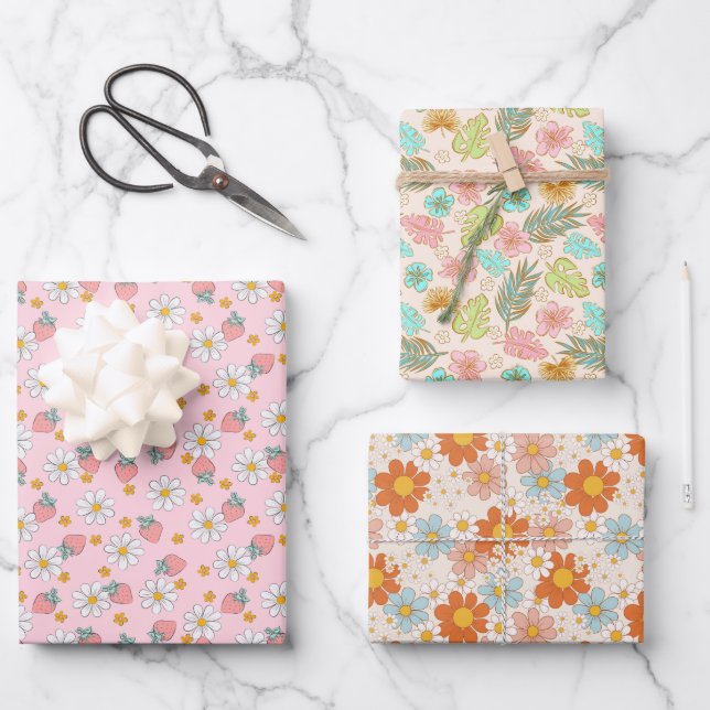 Flor de fresa de verano hojas tropicales (Anverso)