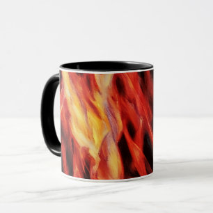 Flor de fuego Resumen Copa Mug de Tones de Oro Roj