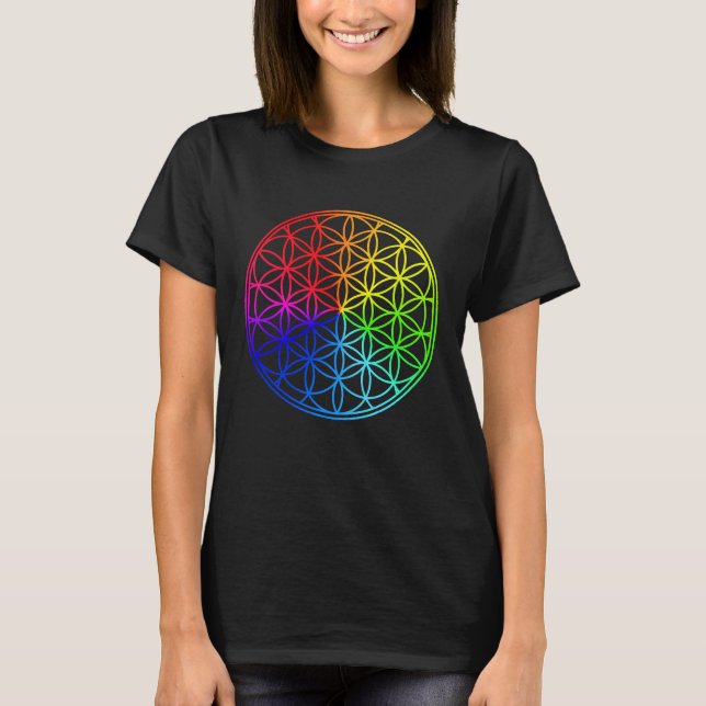 Flor De Geometría Sagrada De Camiseta De Vida (Anverso)