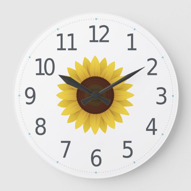 Flor de girasol amarillo simple | Reloj de pared (Anverso)