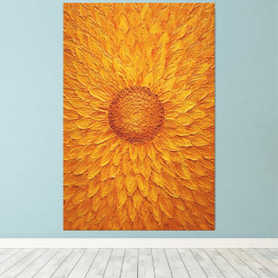Flor de Girasol Dorado Texturizado Arte Abstracto