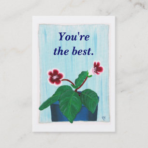 Flor de Gloxinia, su mensaje, tarjetas de visita