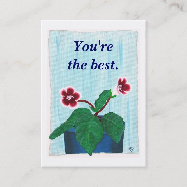 Flor de Gloxinia, su mensaje, tarjetas de visita (Anverso)