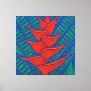 Flor de Heliconia, pintura abstracta de arte flora