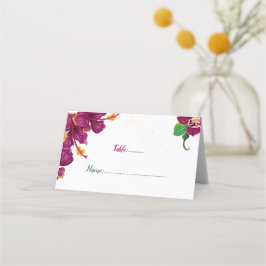 flor de hibisco burdeos hojas verdes tarjeta de lu