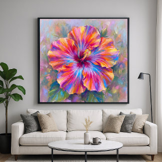 Flor de Hibisco Vibrante - Arte Impresionista
