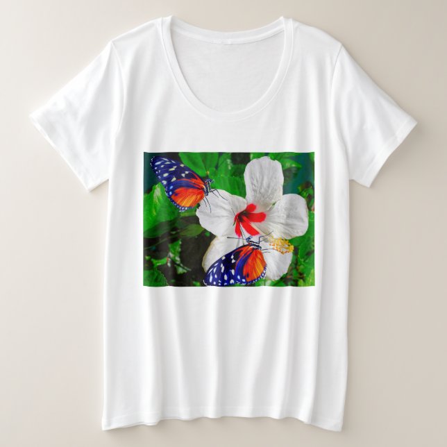Flor de Hibiscus con 2 mariposas tigre de largo (Anverso del diseño)