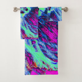 Flor de hibiscus verde y azul psicodélico retro