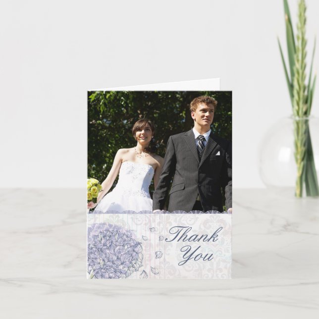 Flor de hortensia azul cobalto boda agradecimiento (Anverso)