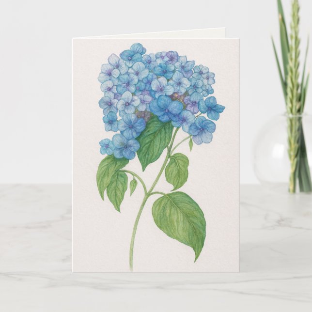 Flor de Hortensia Azul | Tarjeta de Saludo Imprimi (Anverso)