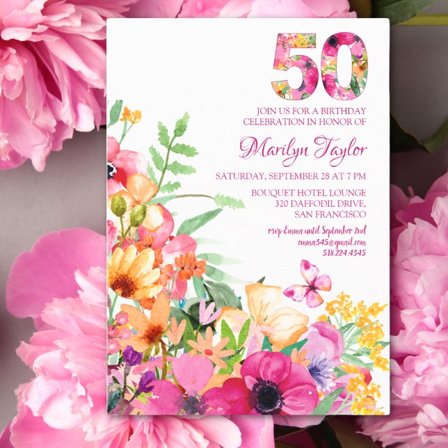 Flor de invitación Tarjeta plana de invitación de  (Subido por el creador)
