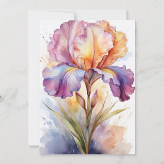 Flor de Iris Arcoíris Pastel en Acuarela