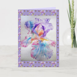 Flor de Iris Watercolor arte floral Tarjeta de cum