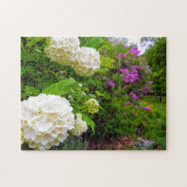 Flor de jardín de flores blanco foto rompecabezas (Horizontal)