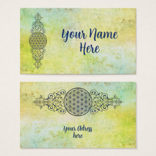 Flor de la Vida - Adornos Vintage azul dorado