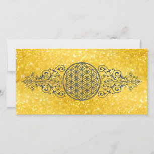 Flor de la vida - Ornamentos de época oro azul