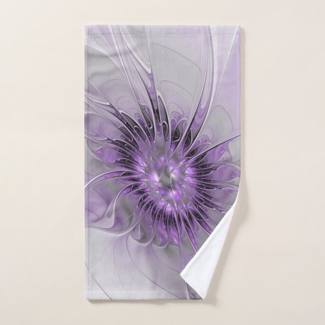 Flor de Lavanda Sueño Arte Fractal Resumen Moderno (Toalla de mano)