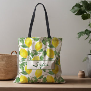 Flor de limón patrón dejar bolsa de toscas verde