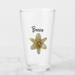 Flor de lirio amarillo manchado en vaso personaliz