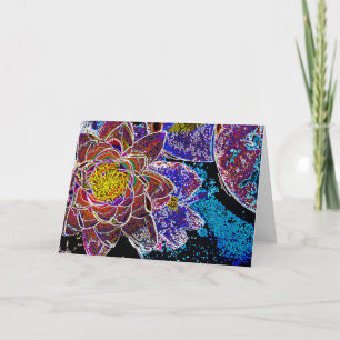 Flor de lirio de agua en una tarjeta de dibujo de 