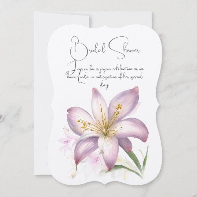 Flor de lirio en la ducha de novia. Invitación flo (Anverso)