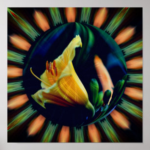 Flor de lirio naranja Arte abstracto floral de la